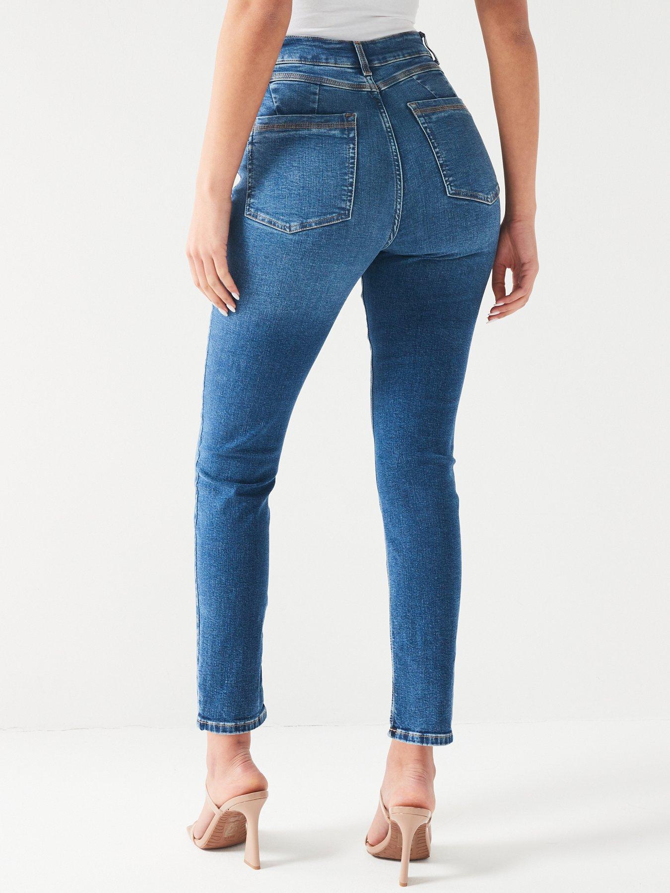 V by Very Sculpt Slim Leg Jeans - Dark Wash Blue | Very.co.uk