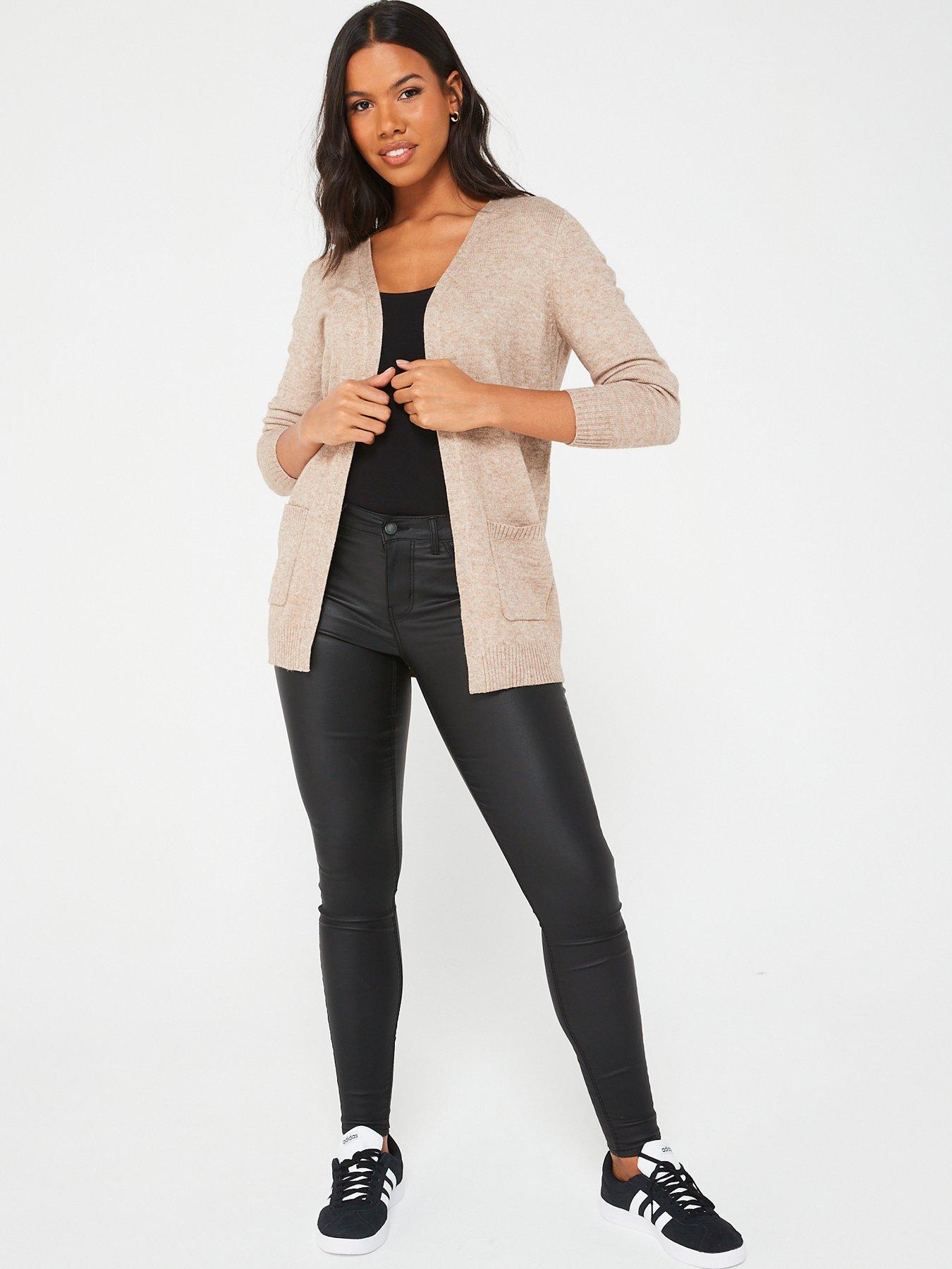 Beige open outlet cardigan