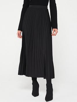 only tall melisa plisse midi skirt - black
