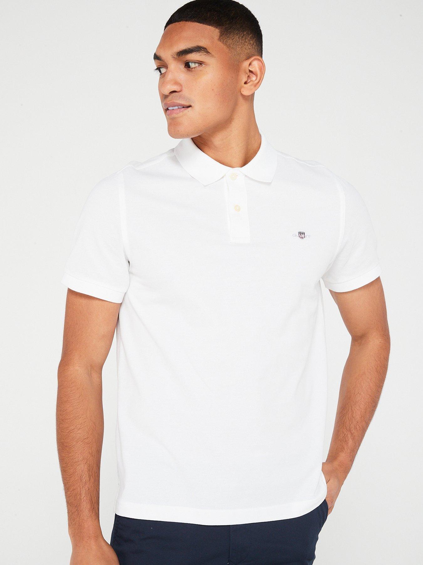 Image 1 of 4 of GANT Regular Fit Shield Short Sleeve Pique Polo Shirt-White