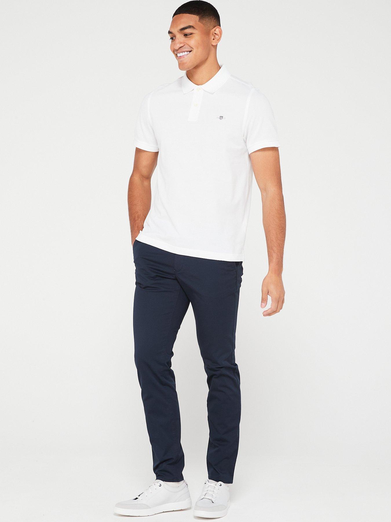 Image 3 of 4 of GANT Regular Fit Shield Short Sleeve Pique Polo Shirt-White