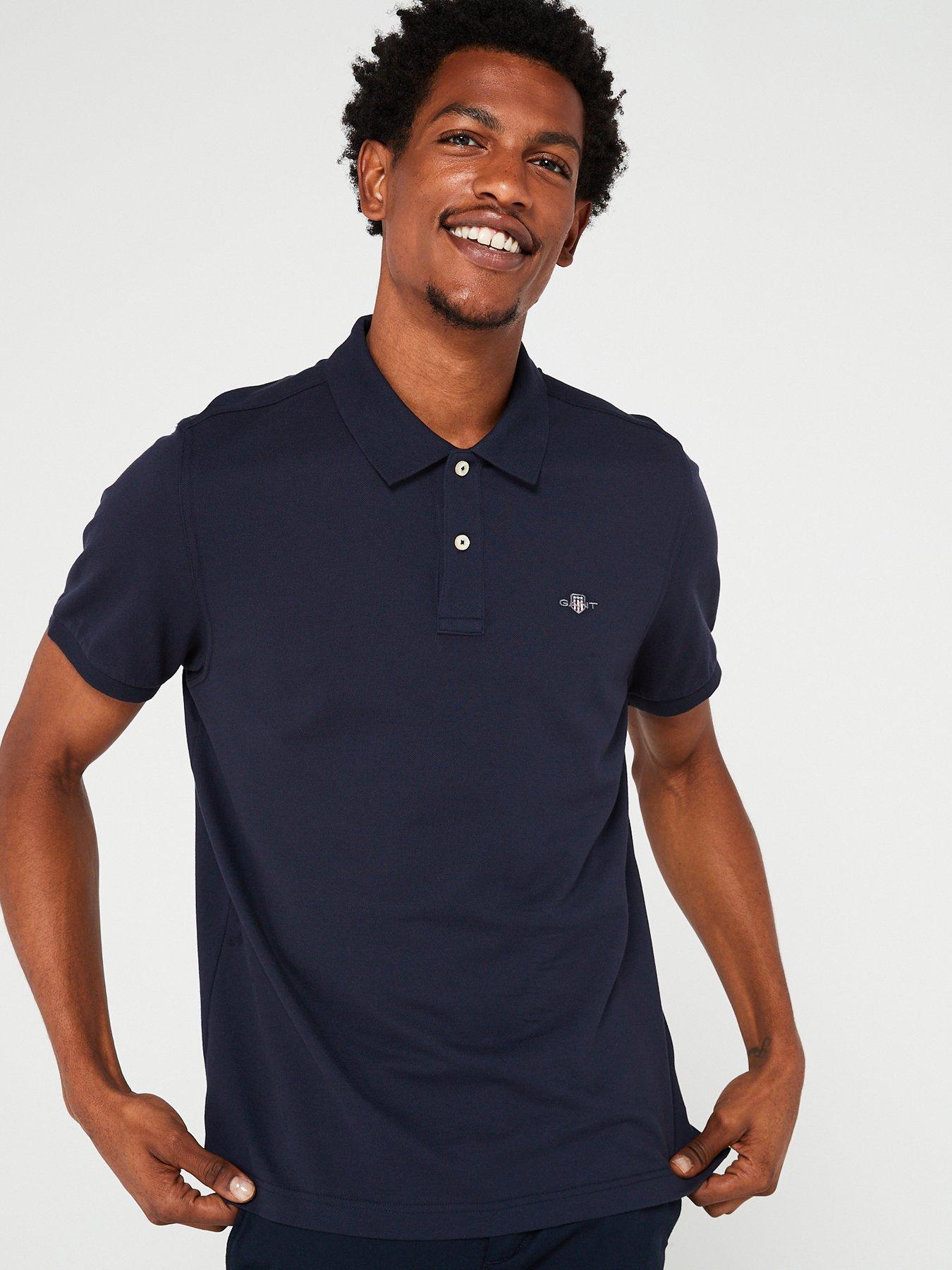 GANT Reg Shield Shortsleeve Pique Polo Shirt - Dark Blue