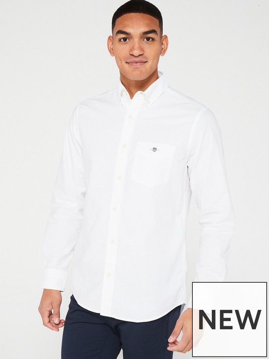 front image of gant-regular-fit-oxford-shirt-white