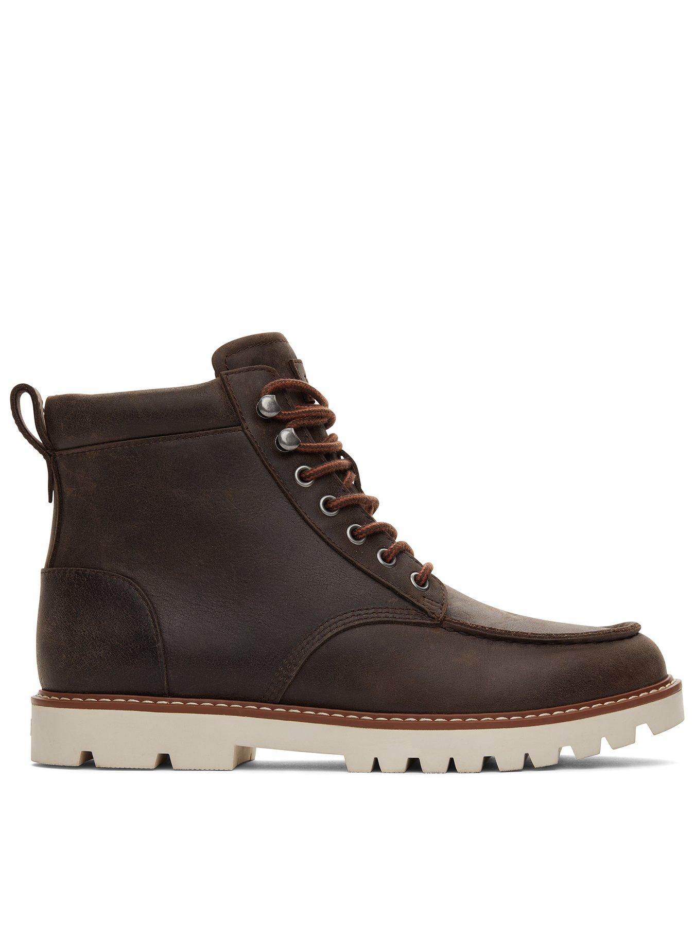 TOMS Men's Palomer Water Resistant Leather Boot - Dark Brown | very.co.uk