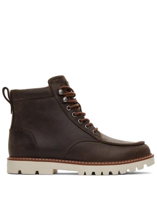 TOMS Men's Palomer Water Resistant Leather Boot - Dark Brown | very.co.uk