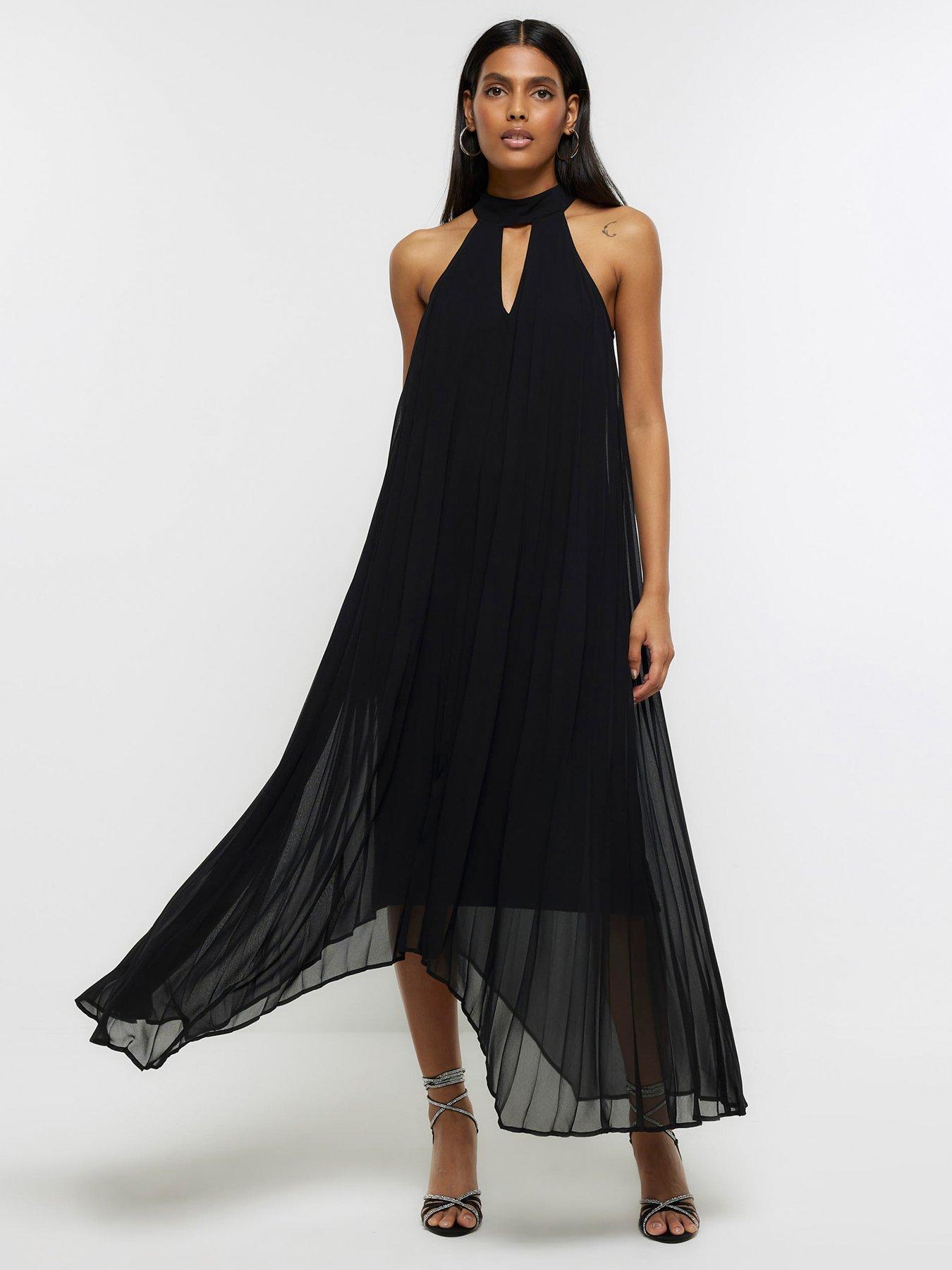 River island black and white store pleated dress