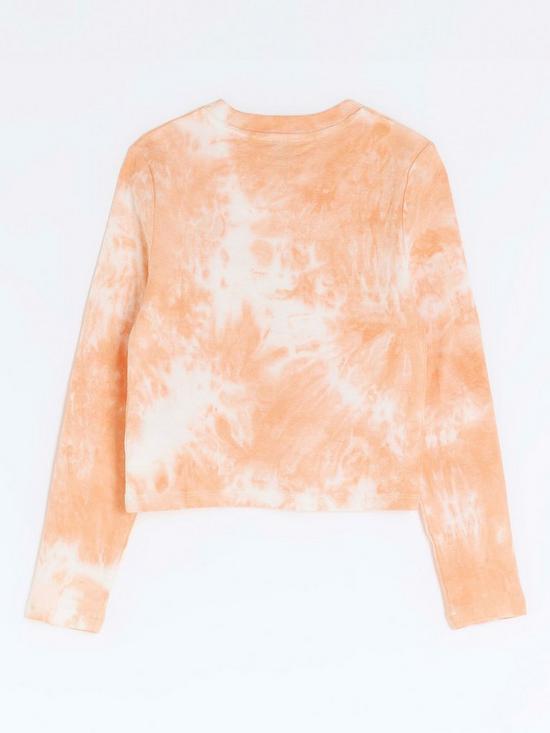 back image of river-island-girls-tie-dye-butterfly-long-sleeve-top-coral