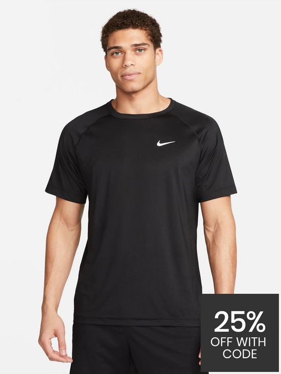 front image of nike-ready-dri-fit-short-sleeve-fitness-top-black