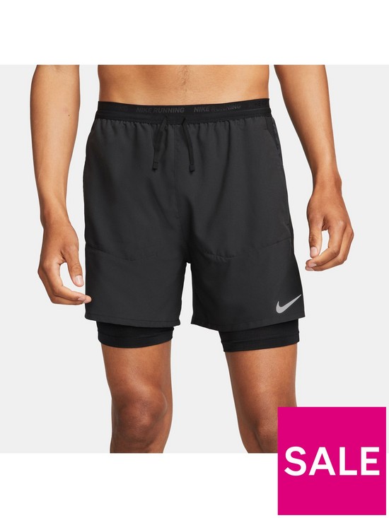 front image of nike-stride-dri-fit-5-running-shorts-black