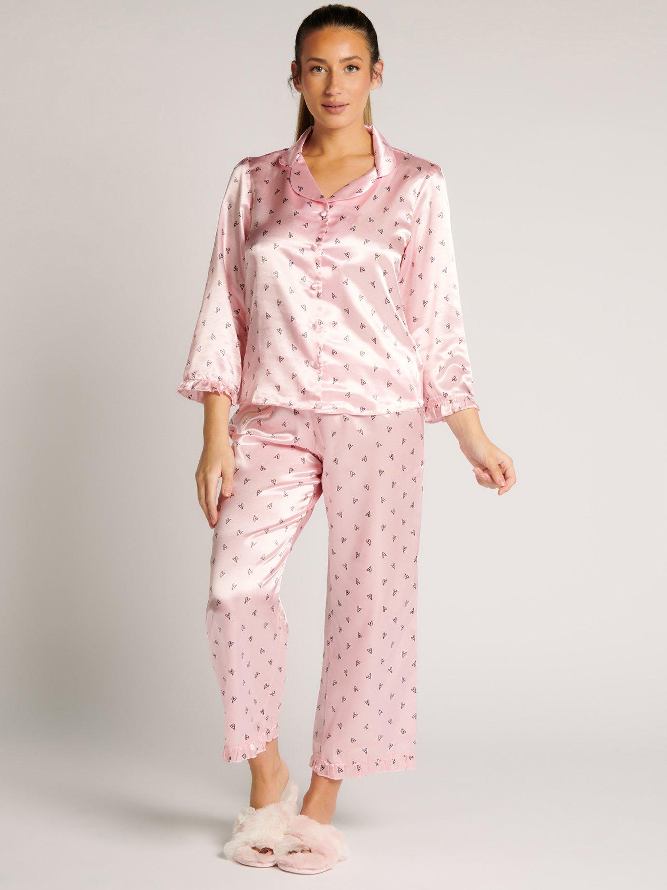 Tall Blue Revere Trouser Pyjama Set with Heart Print