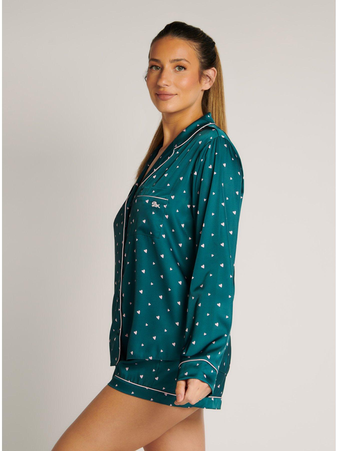 Boux Avenue Heart Print Long Sleeve And Short Pyjama Set Emerald Very