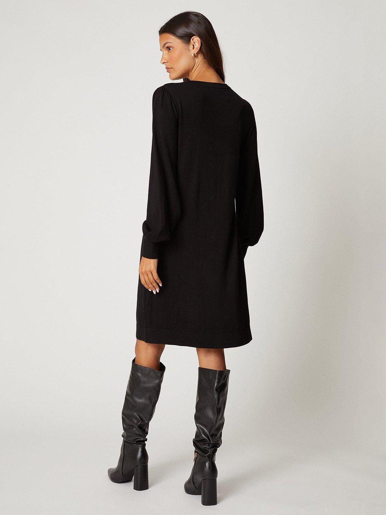 Knitted Swing Dress Black