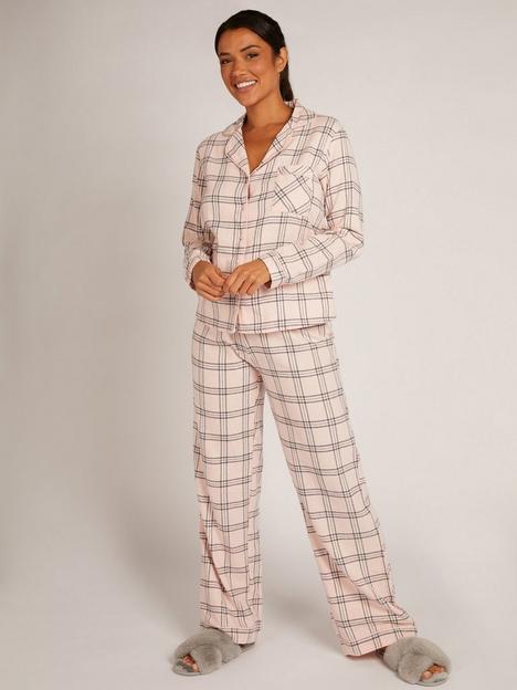boux-avenue-christmasnbspcheck-print-pj-in-a-bag-pink