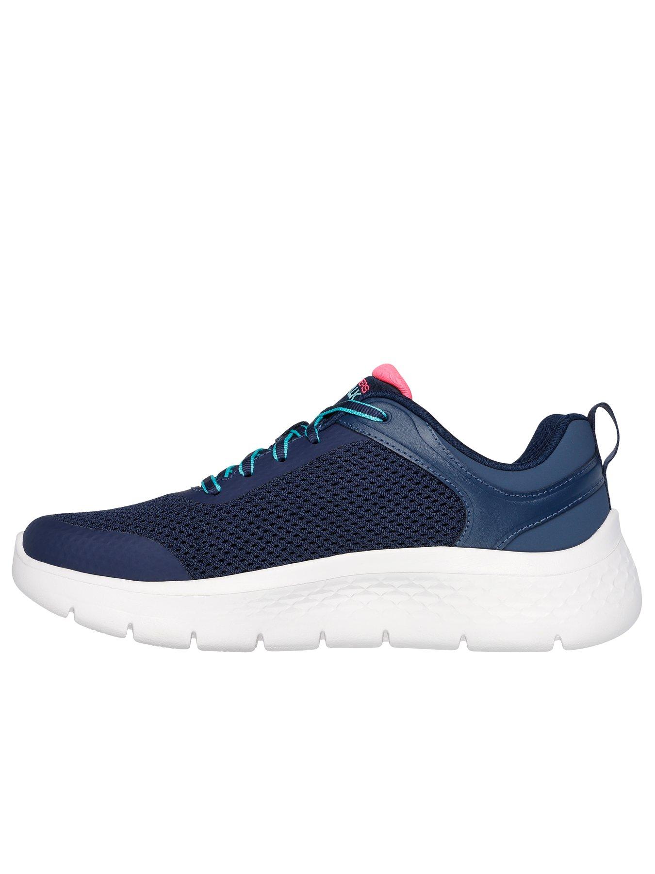 Skechers Go Walk Flex Caley Brace Lace Up Trainers - Navy & Coral ...