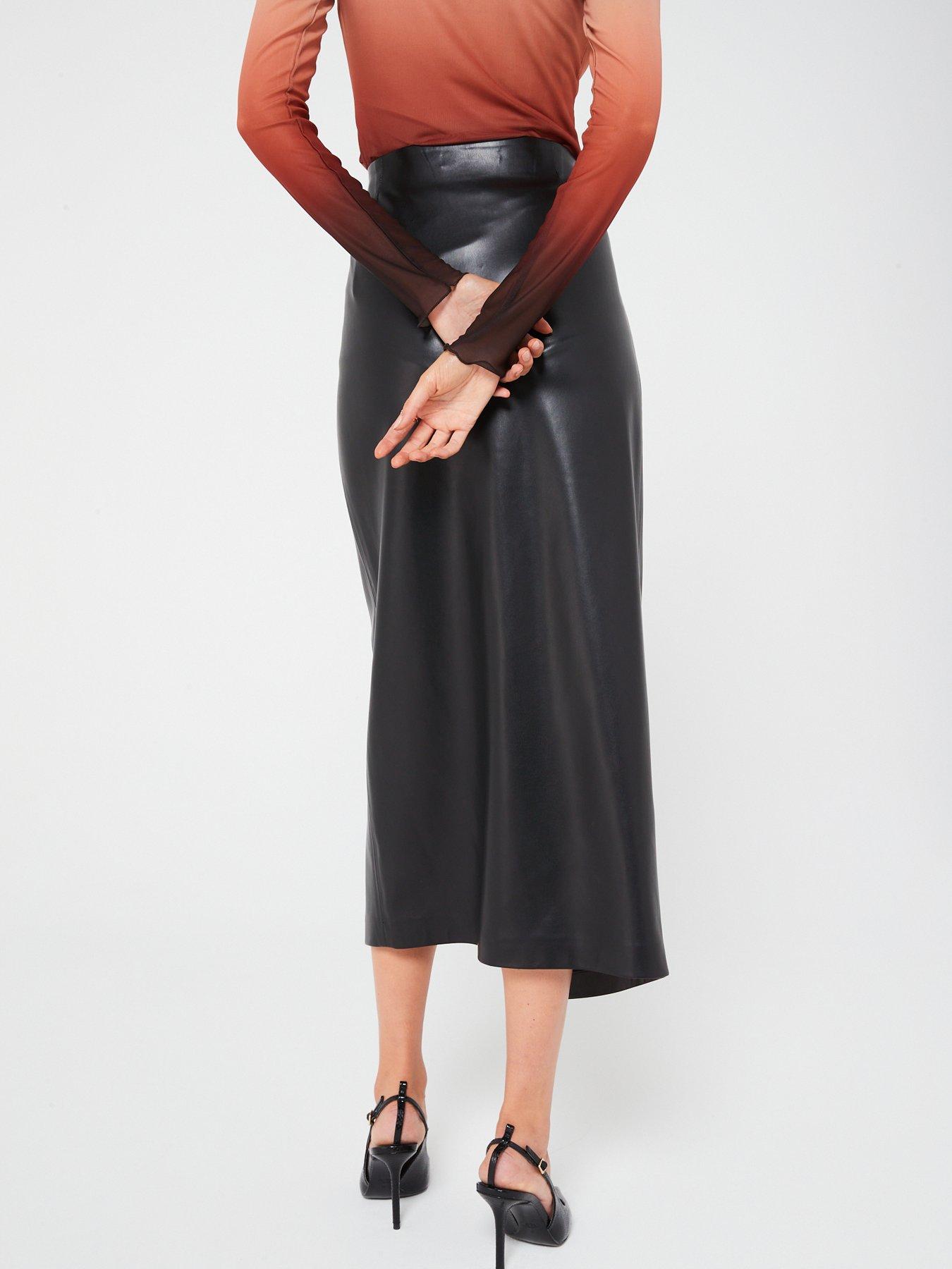 Pour Moi Elise Faux Leather Midi Pencil Skirt