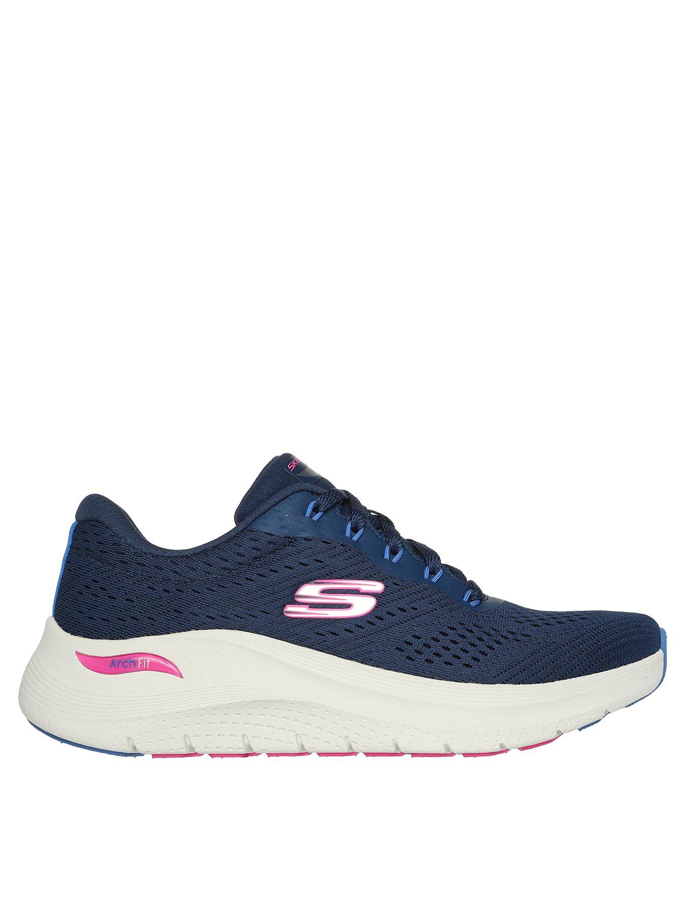 Skechers Go Walk Flex Caley Brace Lace Up Trainers - Navy & Coral