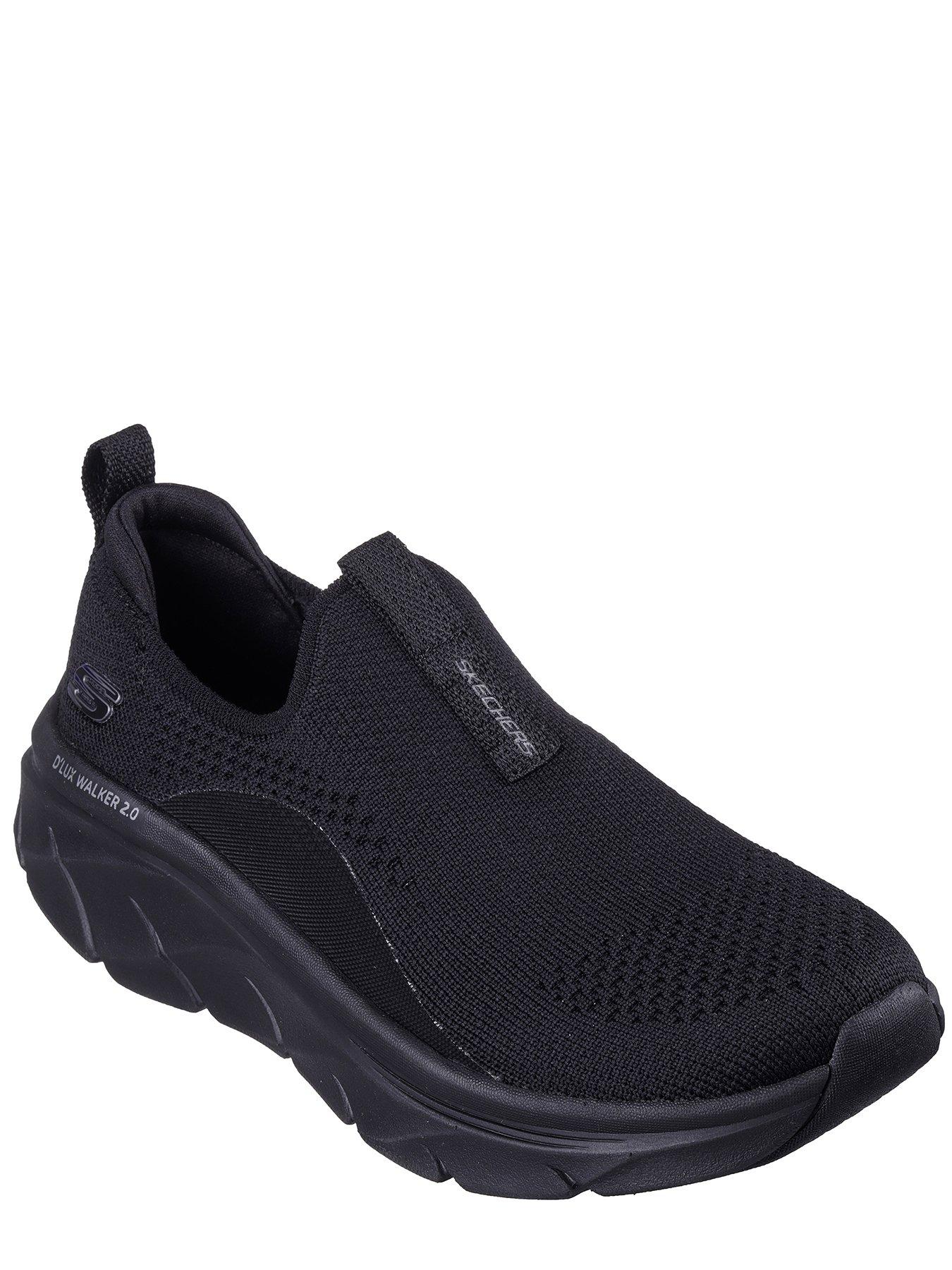 Skechers D'lux Walker 2.0 Stretch Knit Slip On Trainers - Black | very ...