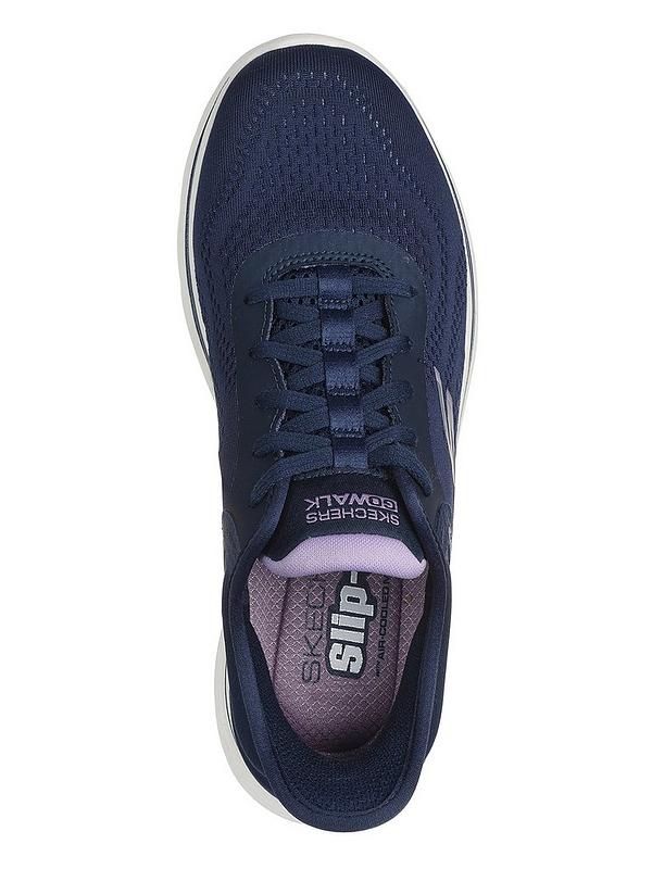 Skechers Go Walk 7 Mesh Lace Slip-ins Trainers - Navy & Lavender | Very ...