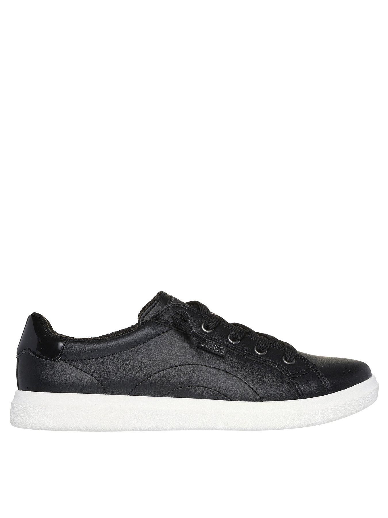 Bobs D vine Vegan Leather Lace Slip On Plimsolls Black