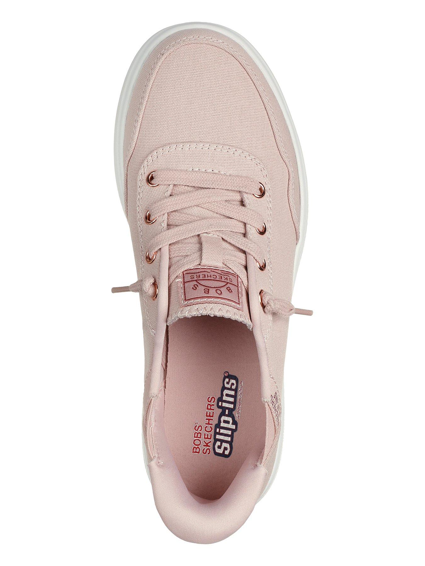 Skechers Bobs Skipper Canvas Lace Slip-in Trainers - Blush | Very.co.uk