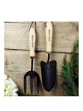 Product photograph of The Personalised Memento Company Personalised Fork And Trowel Set from very.co.uk