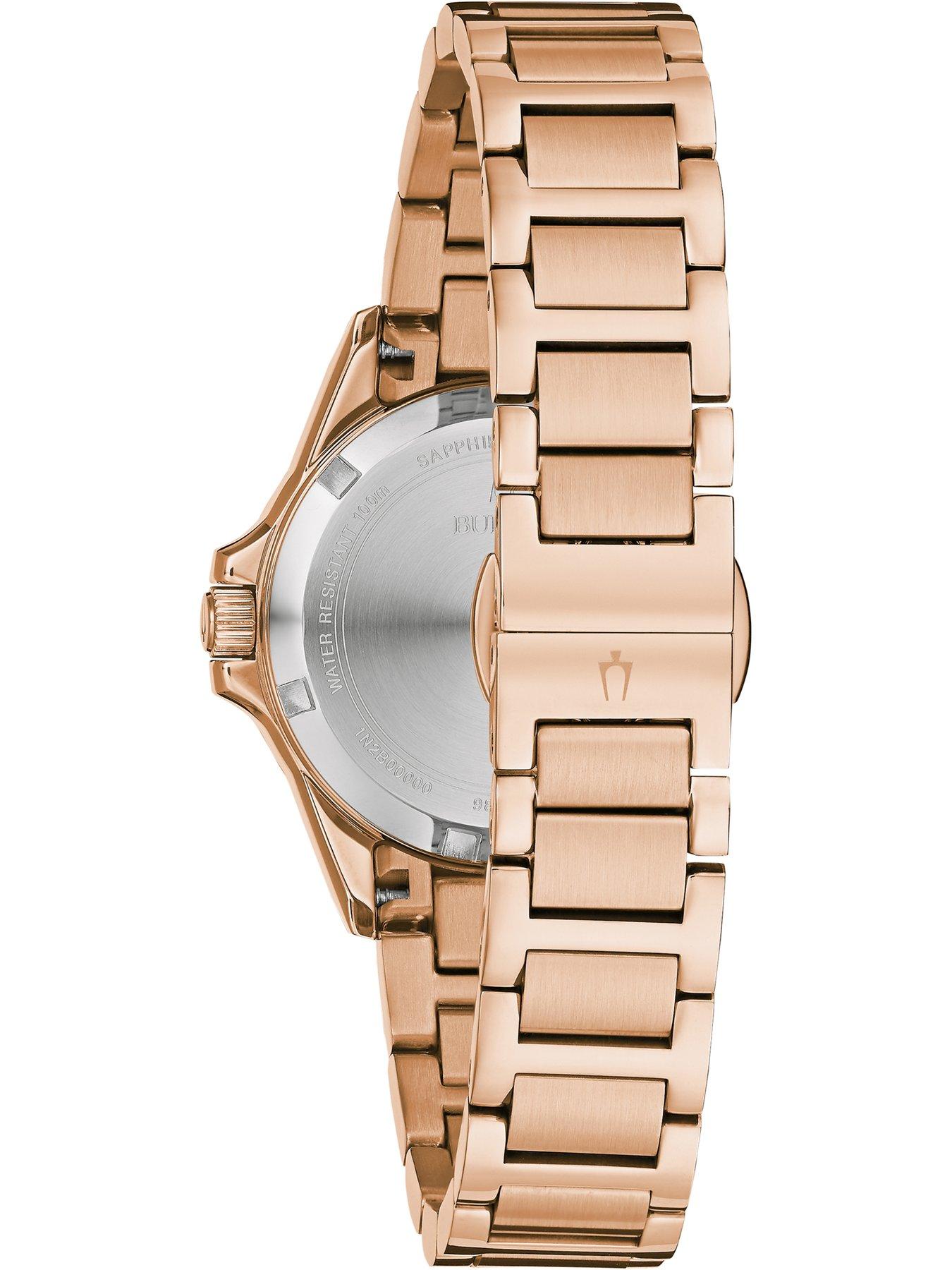 Bulova watch rose online gold