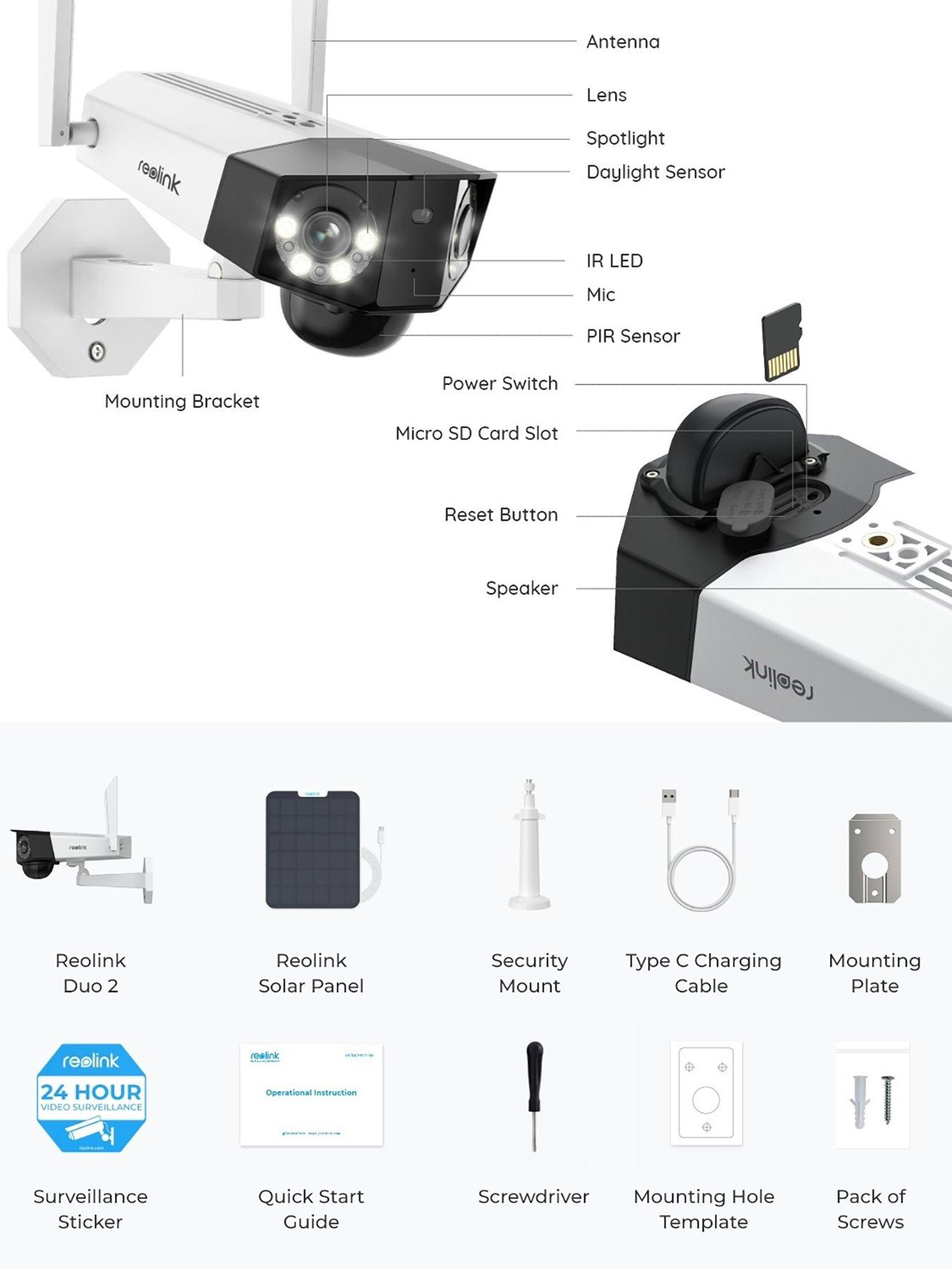 Image 7 of 8 of Reolink 2K+ WiFi Duo Lens Battery Cam Kit +64GB