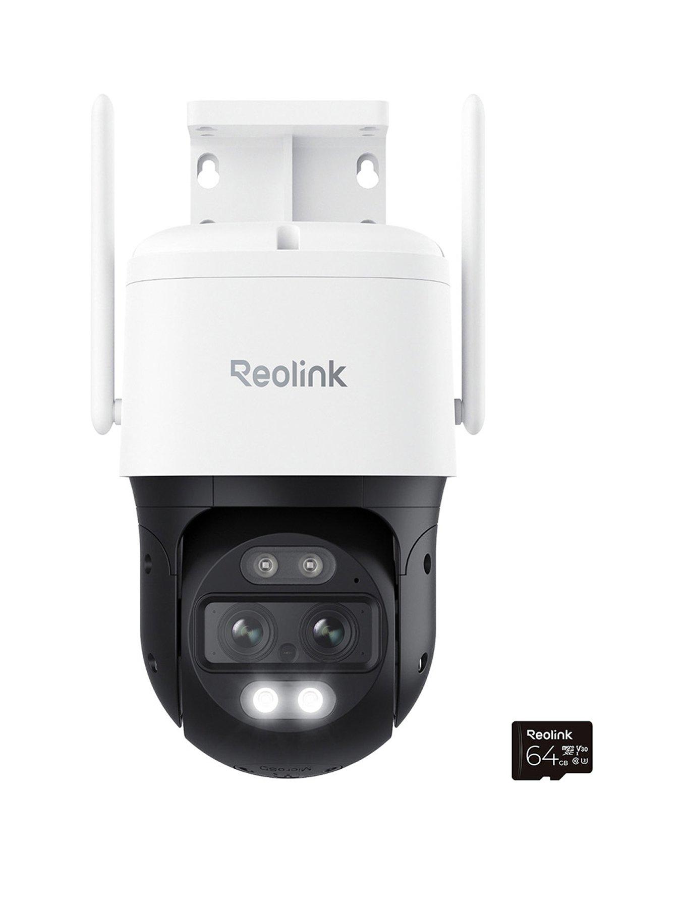 Reolink 4K Dual-Lens Outdoor Camera, 2.4/5Ghz Wi-Fi, Auto-Zoom Tracking, Pan & Tilt, Night Vision Trackmix Series W760+64GB SD Card