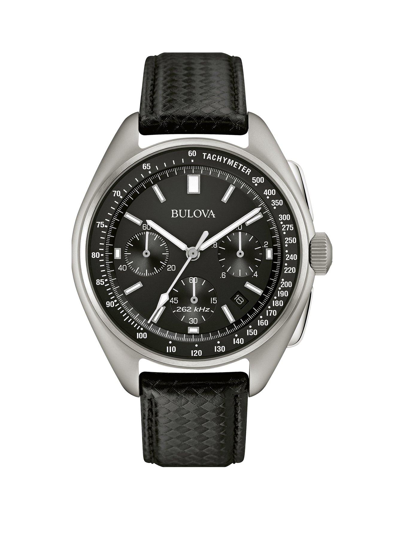 Product photograph of Bulova Mens Lunar Pilot Chronograph Watch from very.co.uk