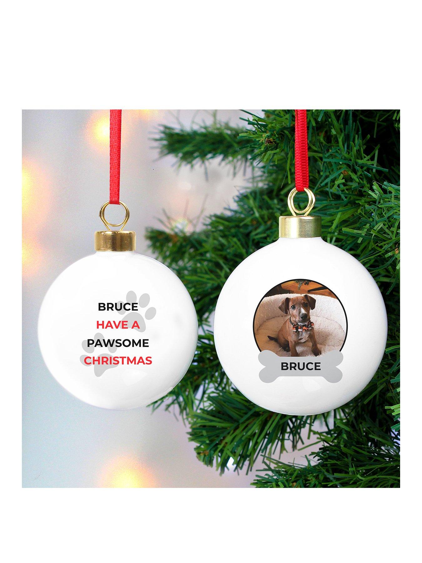 Product photograph of The Personalised Memento Company Personalised Pawsome Pet Photo Upload Bauble from very.co.uk