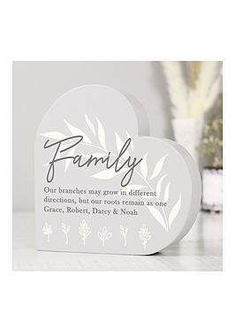Product photograph of The Personalised Memento Company Personalised Family Roots Heart Ornament from very.co.uk