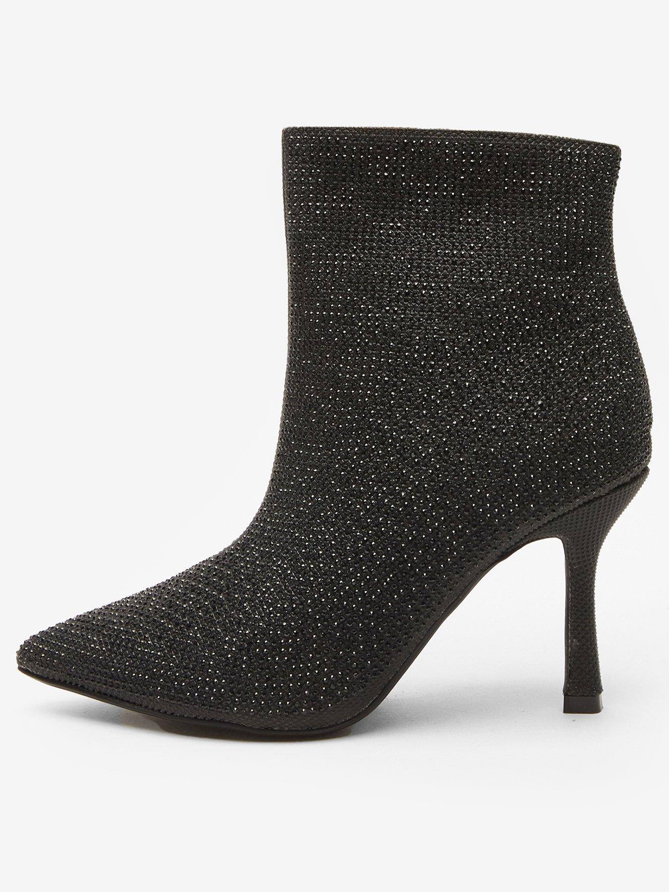 Diamante heel hot sale ankle boots