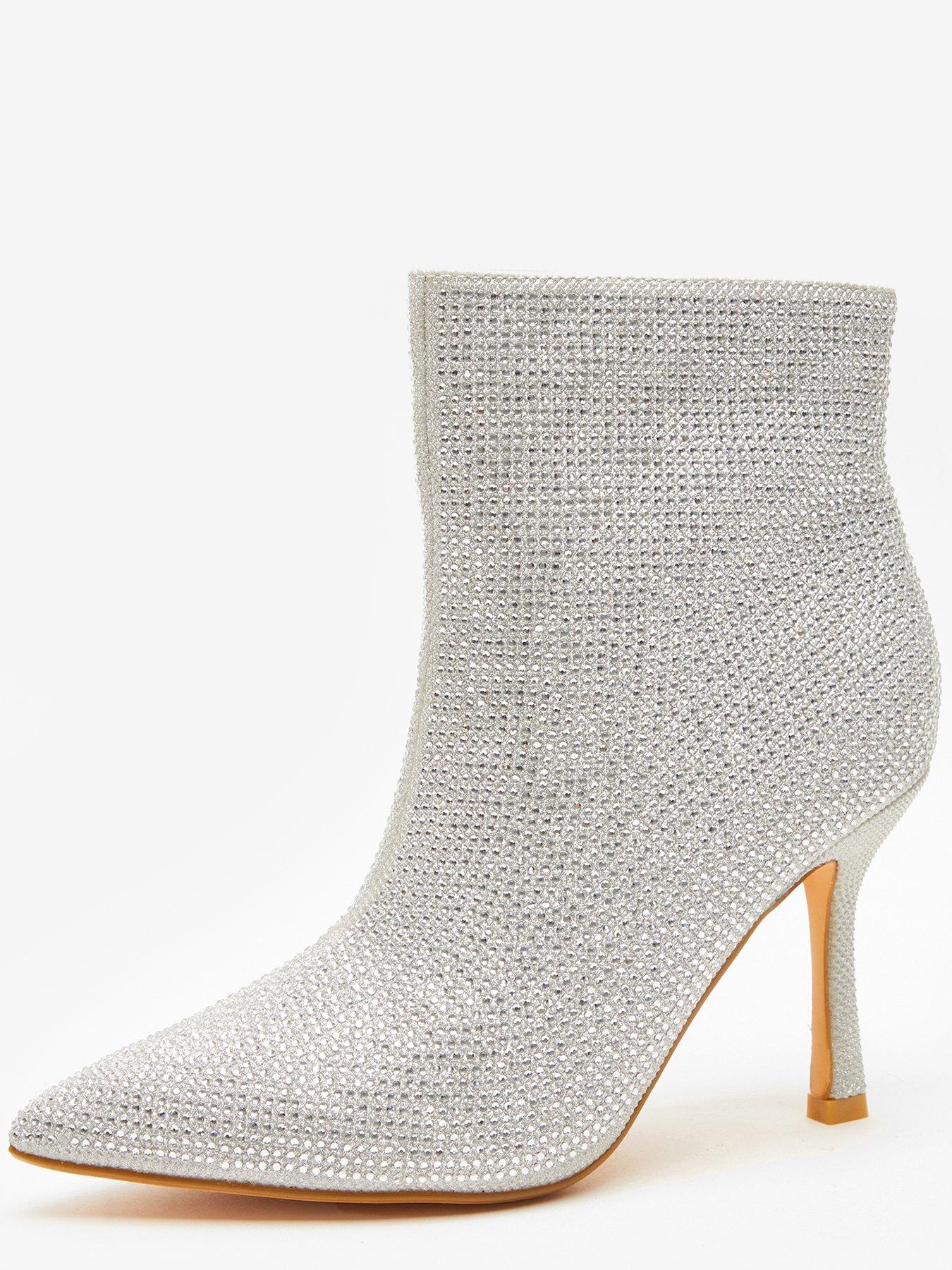 Diamante heel ankle on sale boots