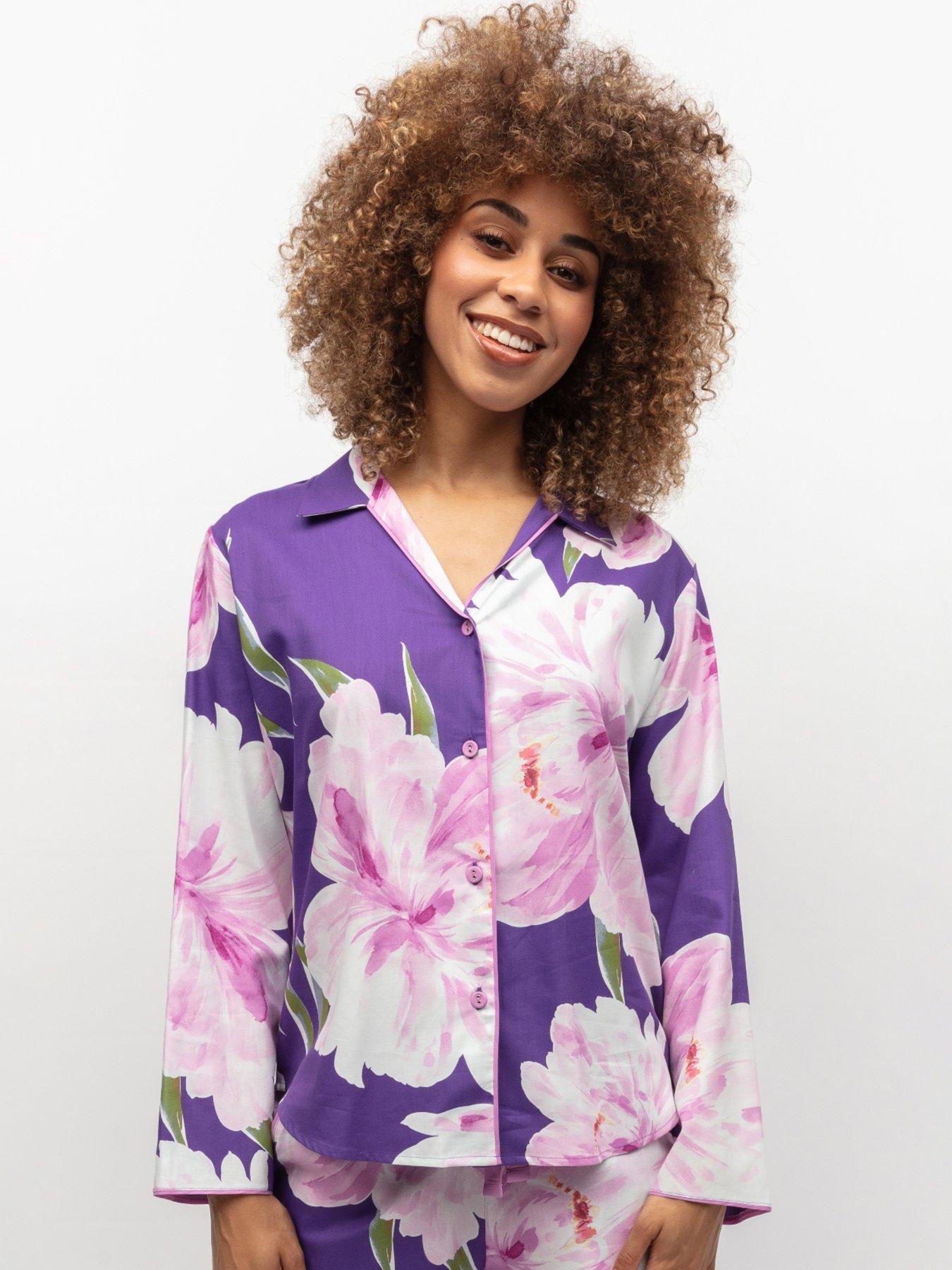 undefined Purple Floral Print Pyjama Top