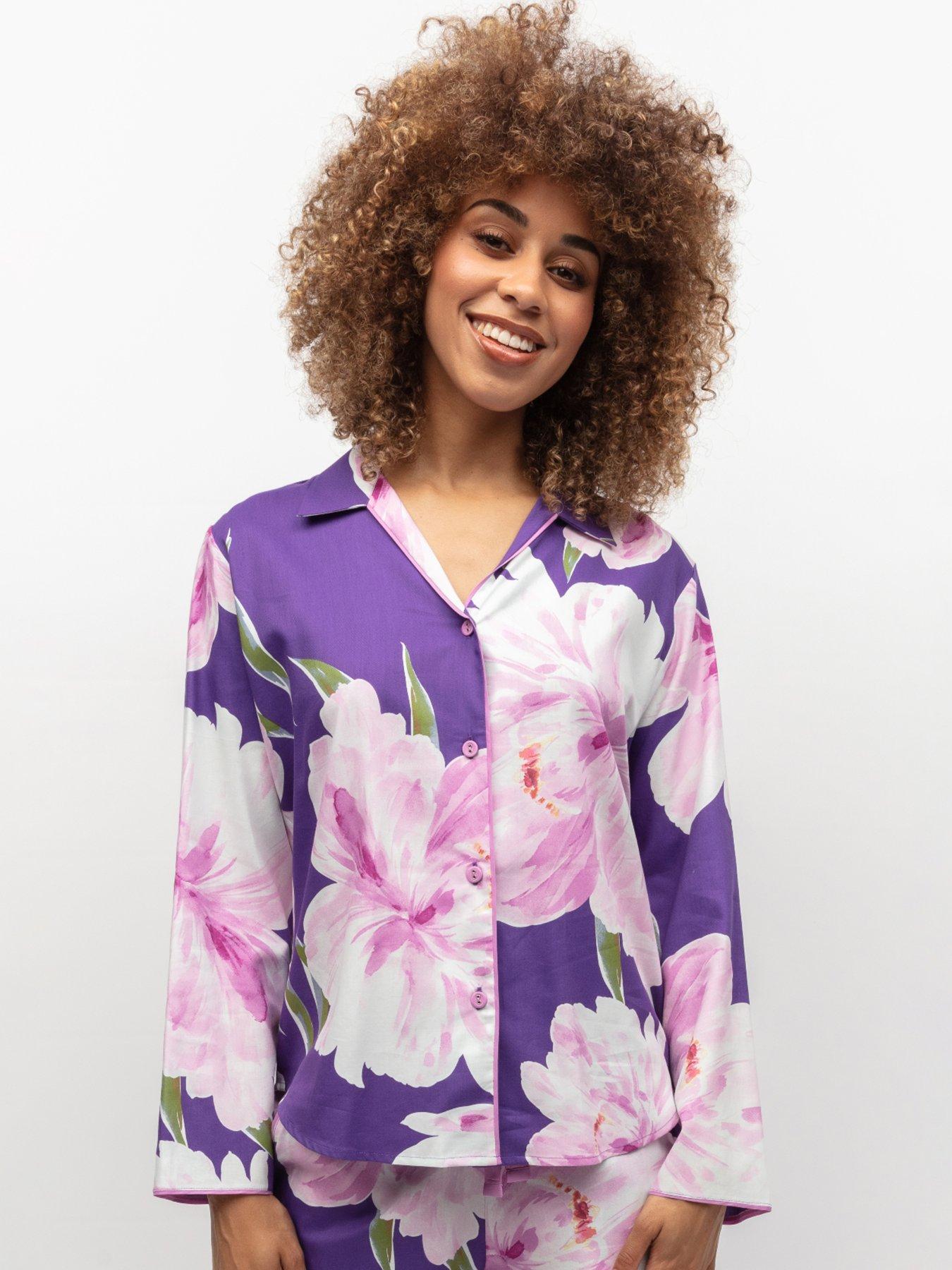 Purple Floral Print Pyjama Top