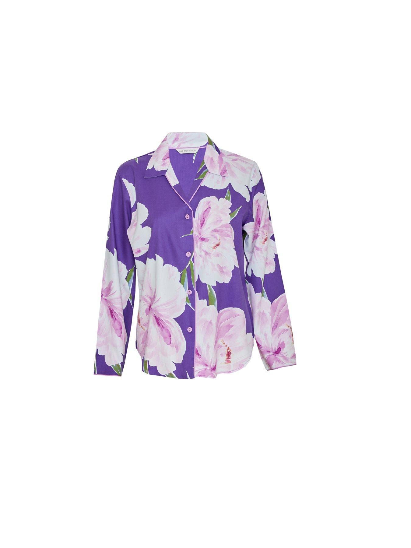 Image 3 of 4 of Cyberjammies Purple Floral Print Pyjama Top