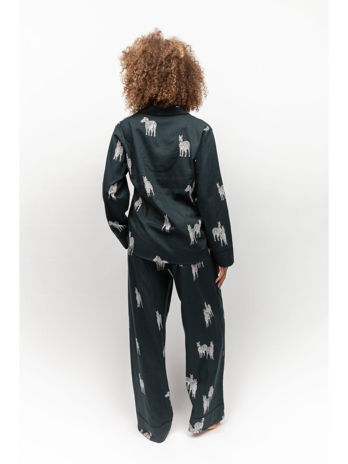 Image 2 of 5 of Cyberjammies Dark Green Zebra Print Pyjama Wide Leg Pyjama