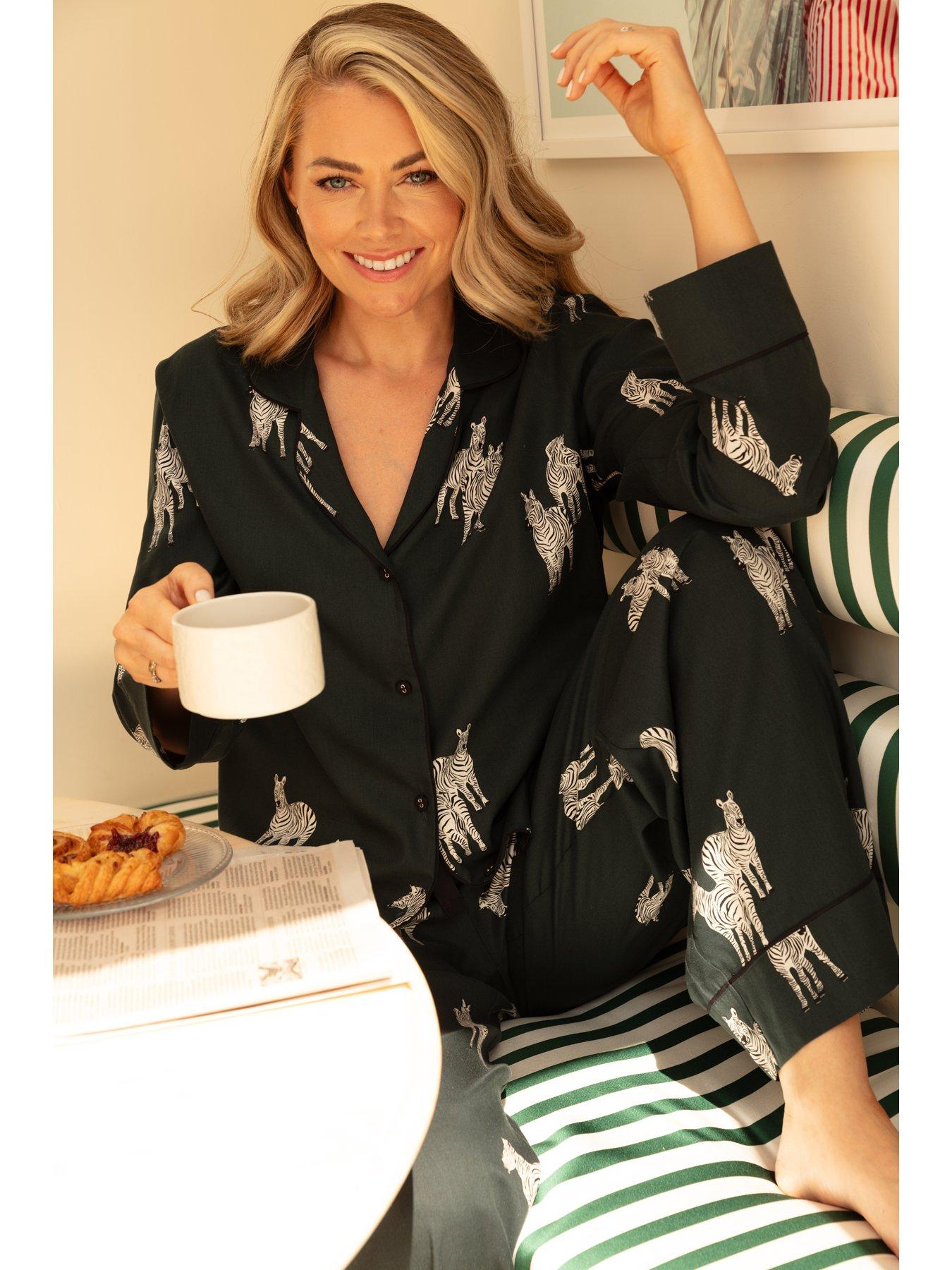 Image 5 of 5 of Cyberjammies Dark Green Zebra Print Pyjama Wide Leg Pyjama