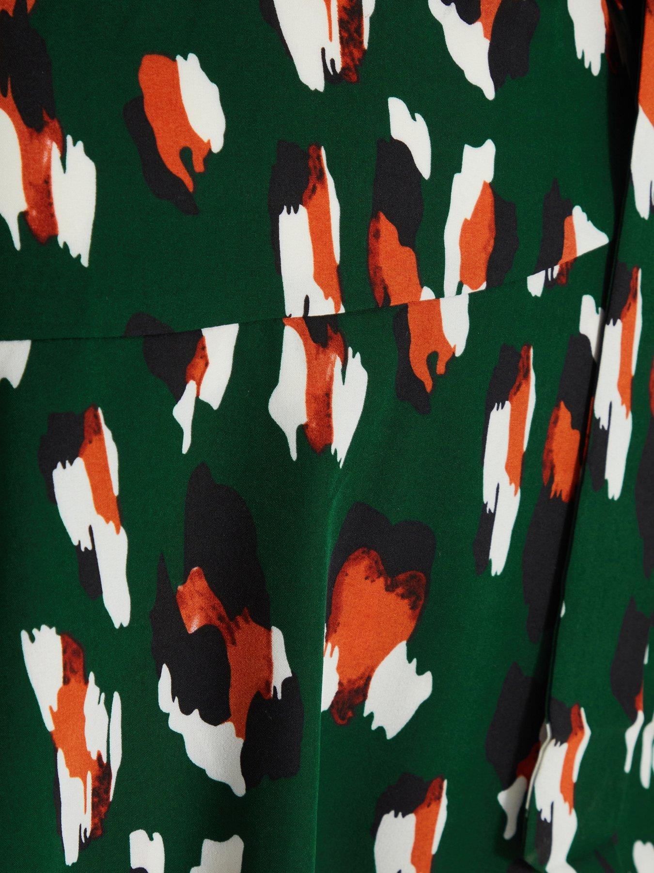 Quiz Green Animal Print Satin Skater Mini Dress Very