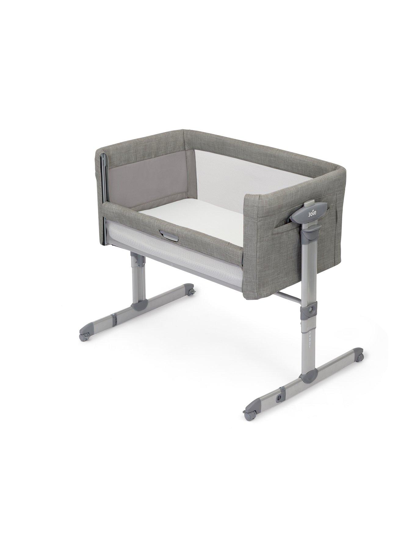Product photograph of Joie Roomie Glide Bedside Crib - Foggy Grey from very.co.uk