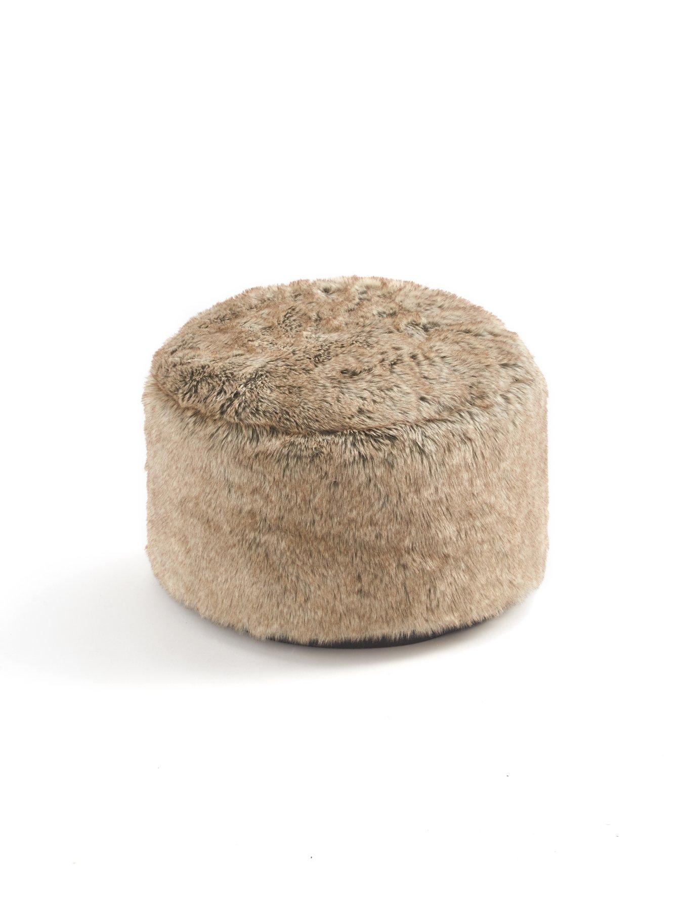 Product photograph of Bear Faux Fur Footstool from very.co.uk