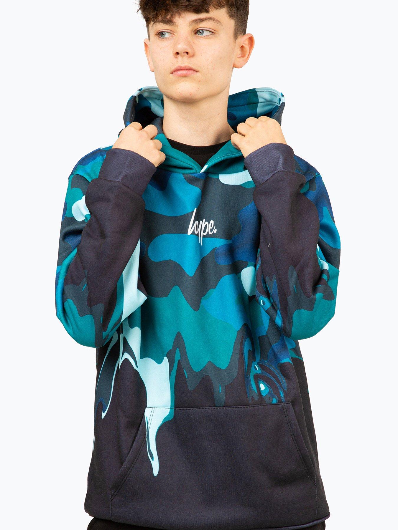 Hype Hype Boys Blue Camo Drip Hoodie | very.co.uk