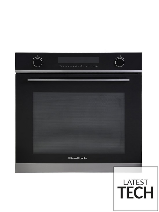 front image of russell-hobbs-midnight-rheo7201ds-built-in-multi-functional-electric-fan-oven-dark-steel