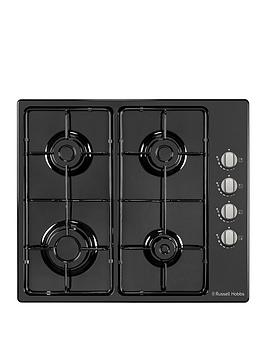 Product photograph of Russell Hobbs Rh60gh401b 60cm 4 Burner Gas Hob - Black from very.co.uk