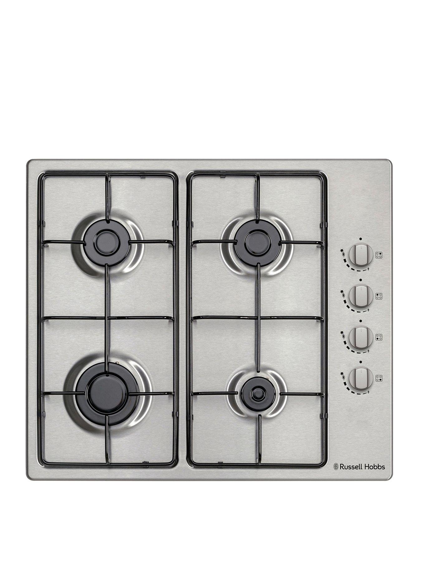 Product photograph of Russell Hobbs Rh60gh401ss 59cm Wide 4-burner Stainless Steel Gas Hob Stainless Steel from very.co.uk