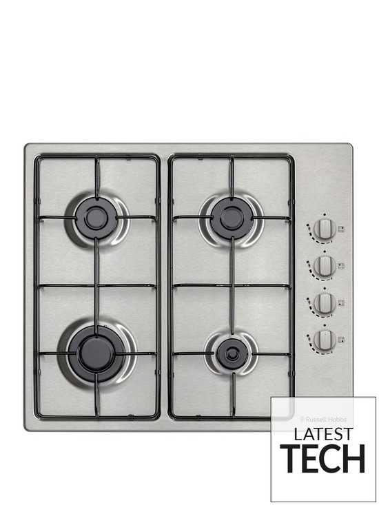 front image of russell-hobbs-rh60gh401ss-59cm-wide-4-burner-stainless-steel-gas-hob-stainless-steel