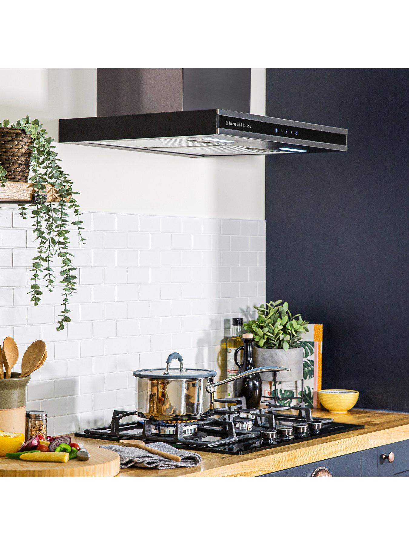 Russell Hobbs MIDNIGHT RHGCH603DS 60CM T SHAPED CHIMNEY COOKER HOOD Dark Steel Very