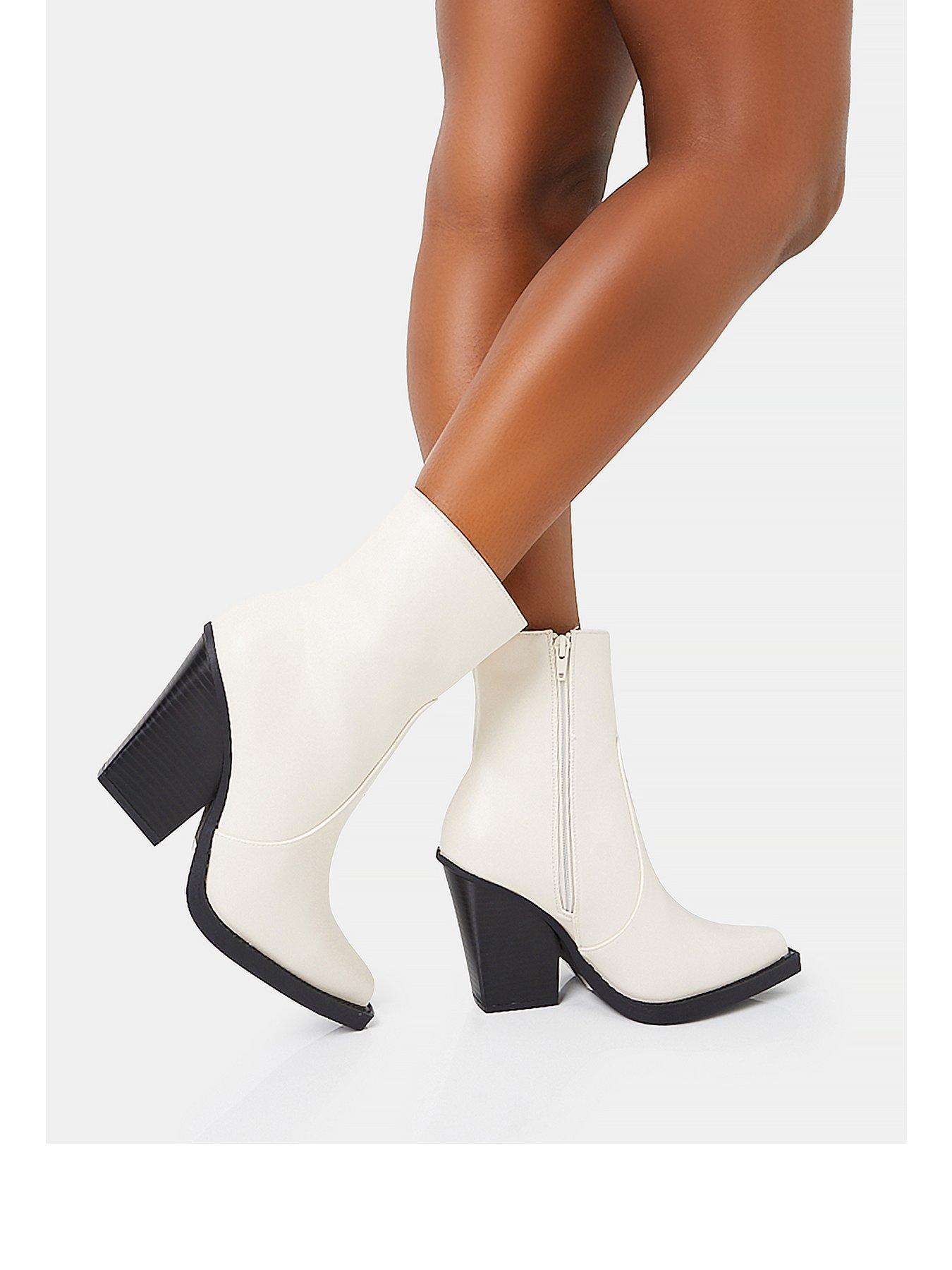 Public Desire Jessie White Pu Wide Fit Ankle Boots very
