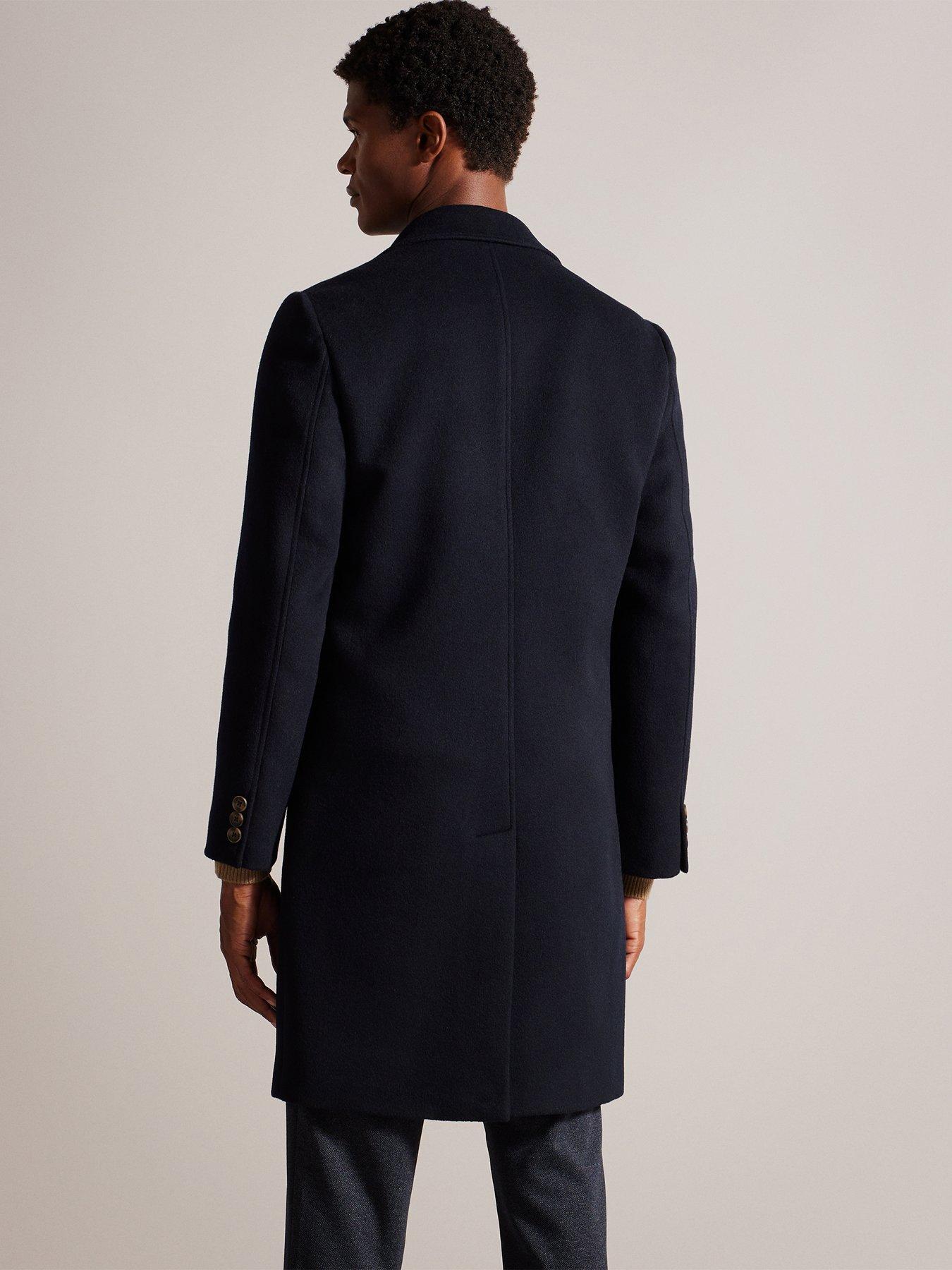 Ted Baker Wilding Wool Blend Smart Overcoat - Navy | Very.co.uk