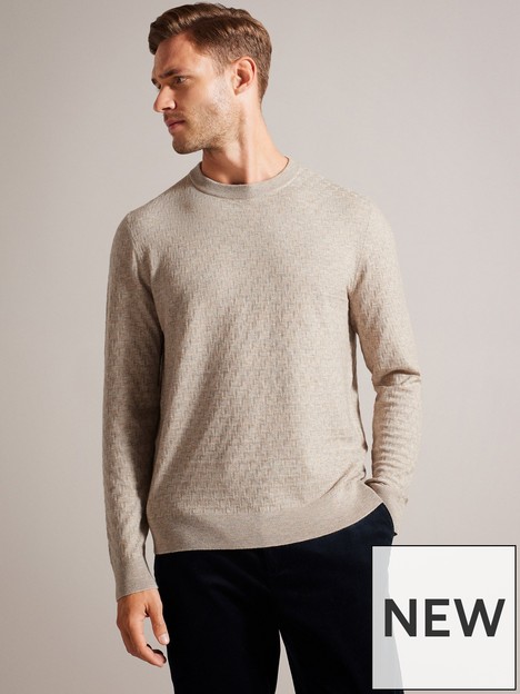 ted-baker-loung-long-sleeve-t-stitch-crew-neck-jumper-light-brown